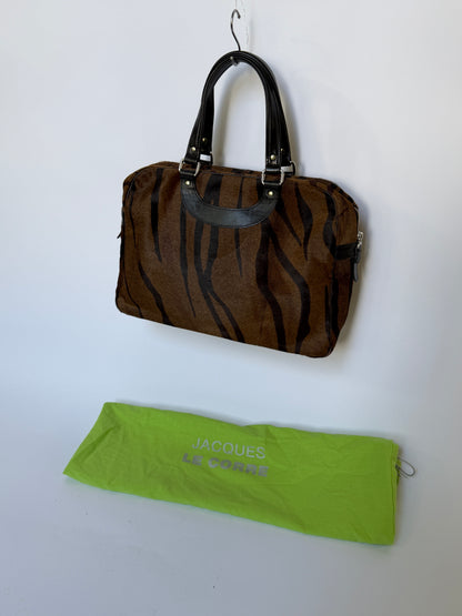 Tiger Print Pony Hair Boston Duffle Bag