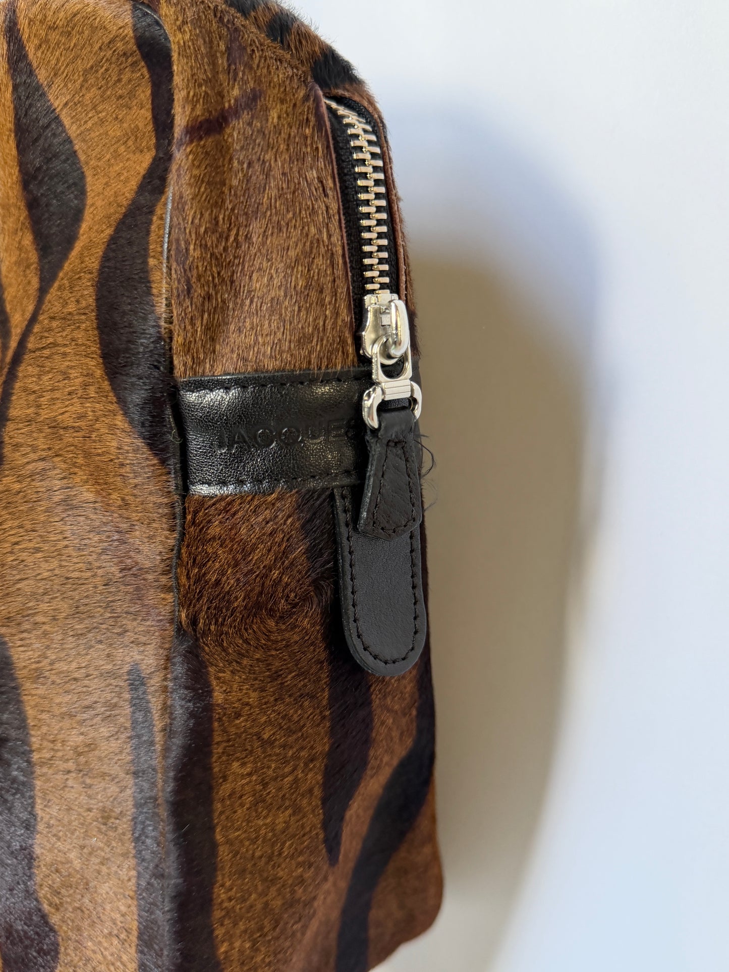 Tiger Print Pony Hair Boston Duffle Bag