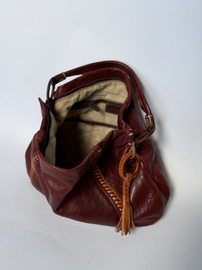 Bordeaux Sheepskin Leather Shoulder Bag