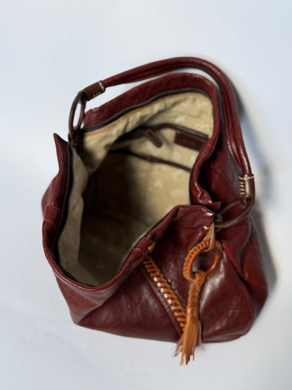 Bordeaux Sheepskin Leather Shoulder Bag