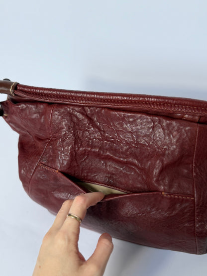 Bordeaux Sheepskin Leather Shoulder Bag