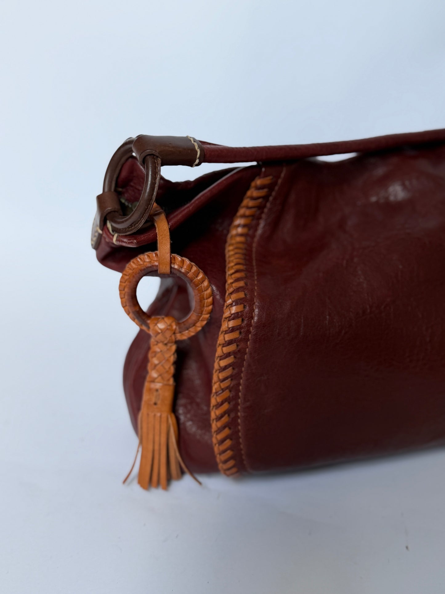 Bordeaux Sheepskin Leather Shoulder Bag