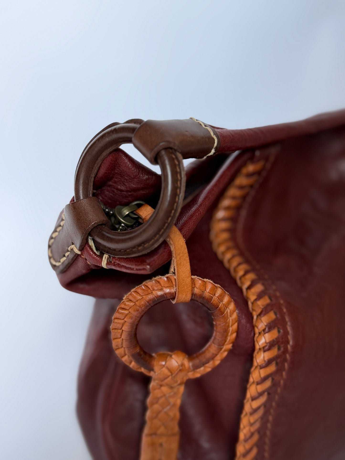 Bordeaux Sheepskin Leather Shoulder Bag