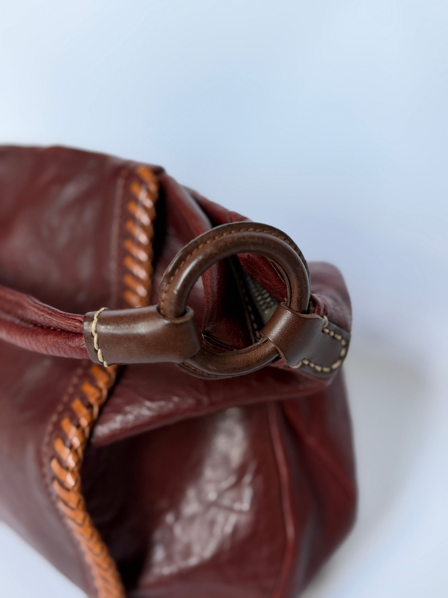 Bordeaux Sheepskin Leather Shoulder Bag