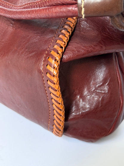 Bordeaux Sheepskin Leather Shoulder Bag