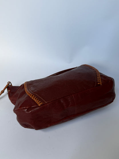 Bordeaux Sheepskin Leather Shoulder Bag