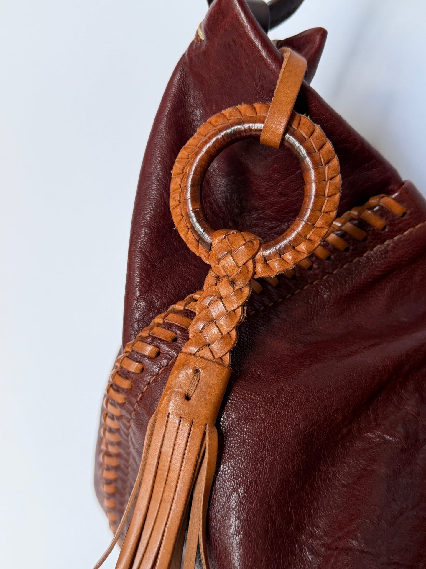 Bordeaux Sheepskin Leather Shoulder Bag