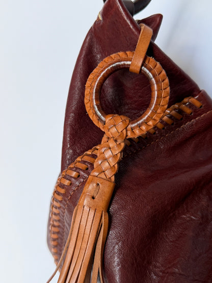 Bordeaux Sheepskin Leather Shoulder Bag