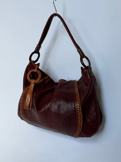 Bordeaux Sheepskin Leather Shoulder Bag