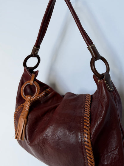 Bordeaux Sheepskin Leather Shoulder Bag