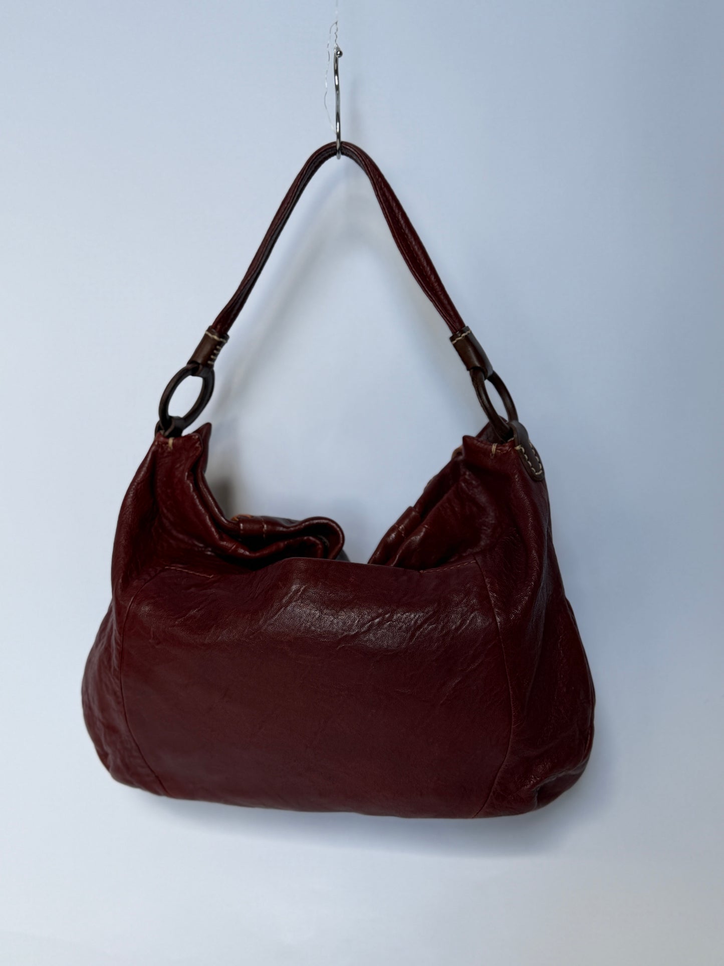 Bordeaux Sheepskin Leather Shoulder Bag