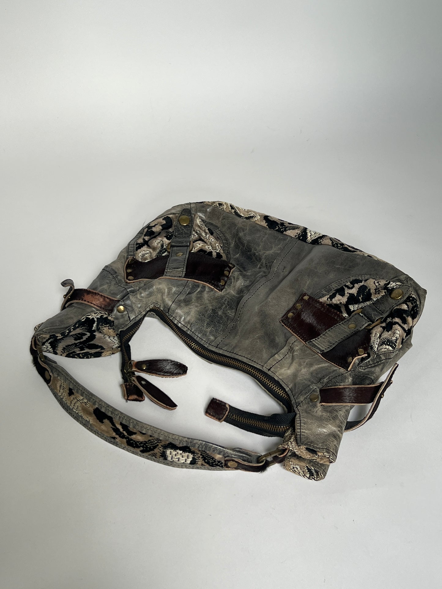 Grey Leather Y2K 2Way Bag