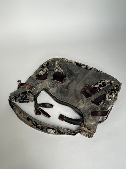 Grey Leather Y2K 2Way Bag