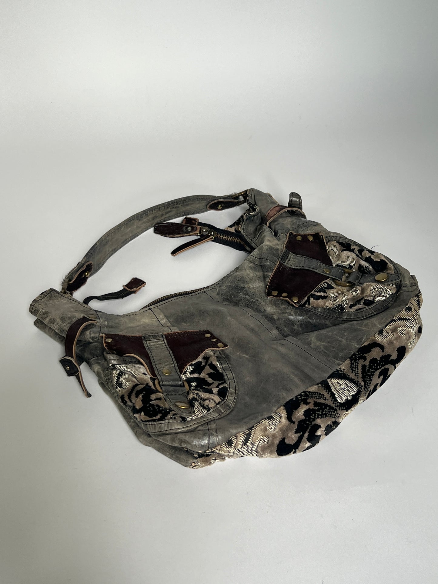 Grey Leather Y2K 2Way Bag