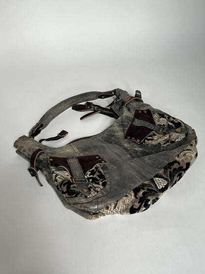 Grey Leather Y2K 2Way Bag