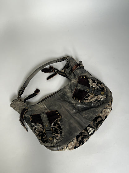 Grey Leather Y2K 2Way Bag