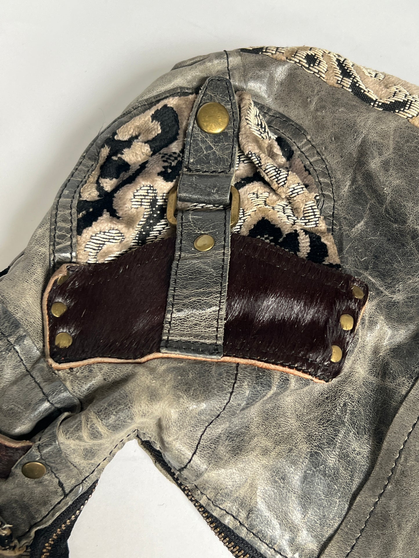 Grey Leather Y2K 2Way Bag