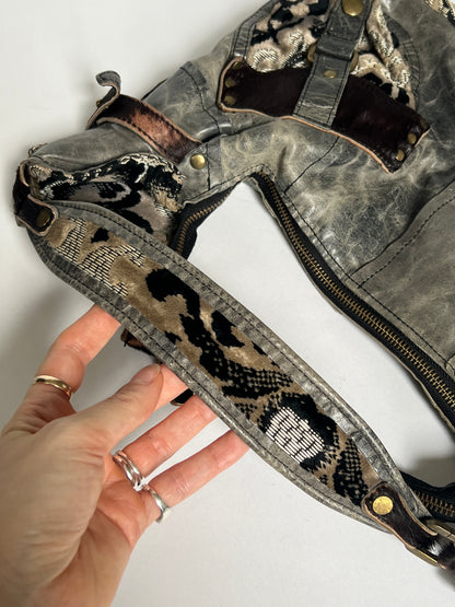 Grey Leather Y2K 2Way Bag