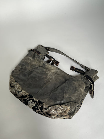 Grey Leather Y2K 2Way Bag