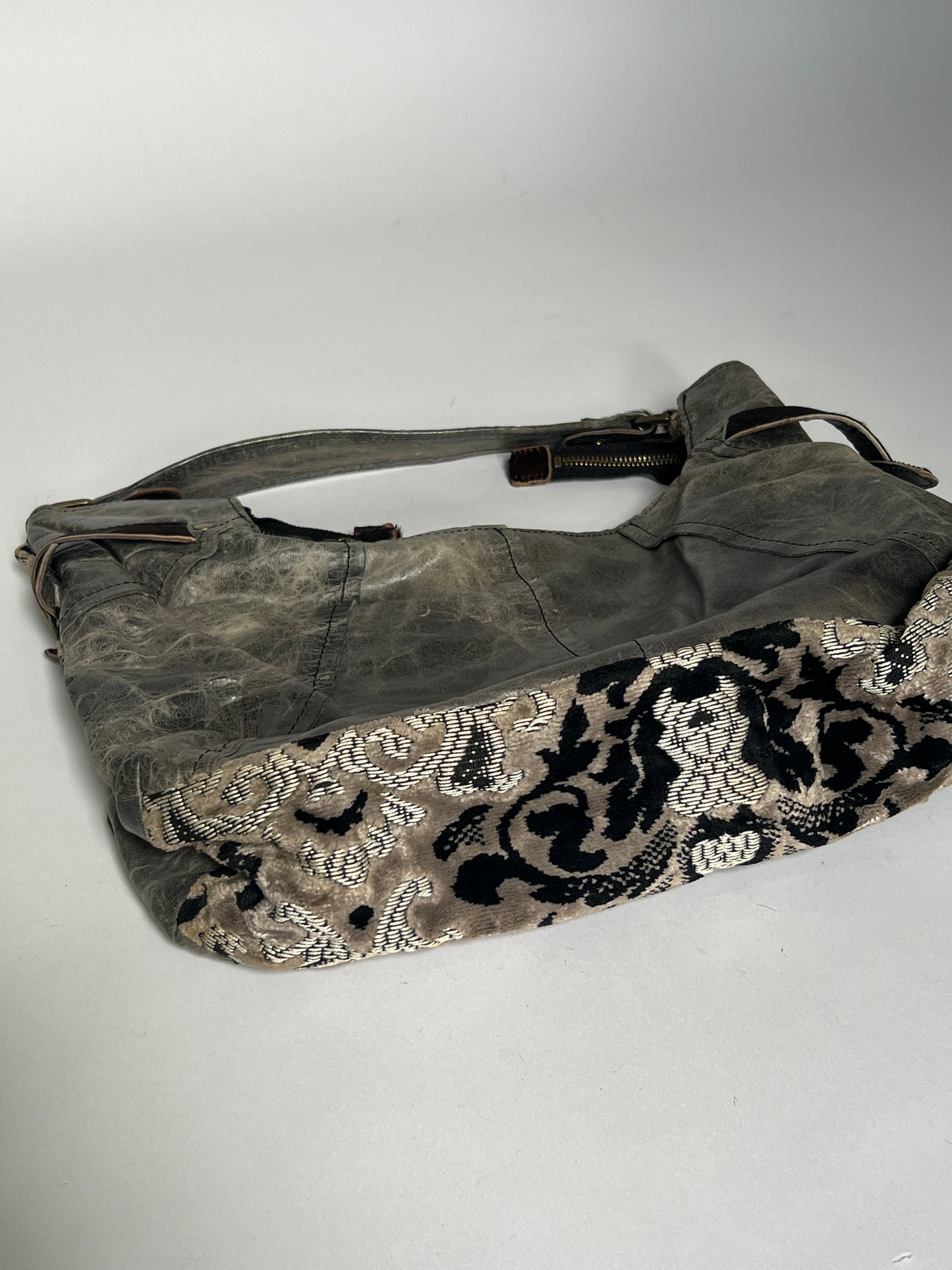 Grey Leather Y2K 2Way Bag