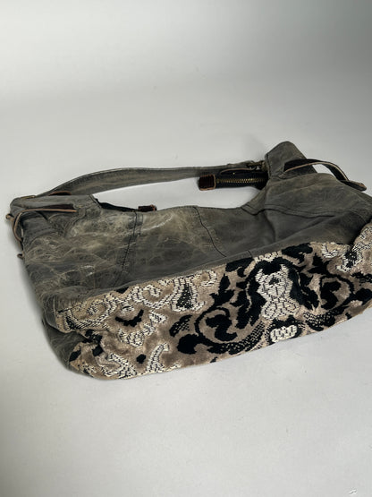 Grey Leather Y2K 2Way Bag