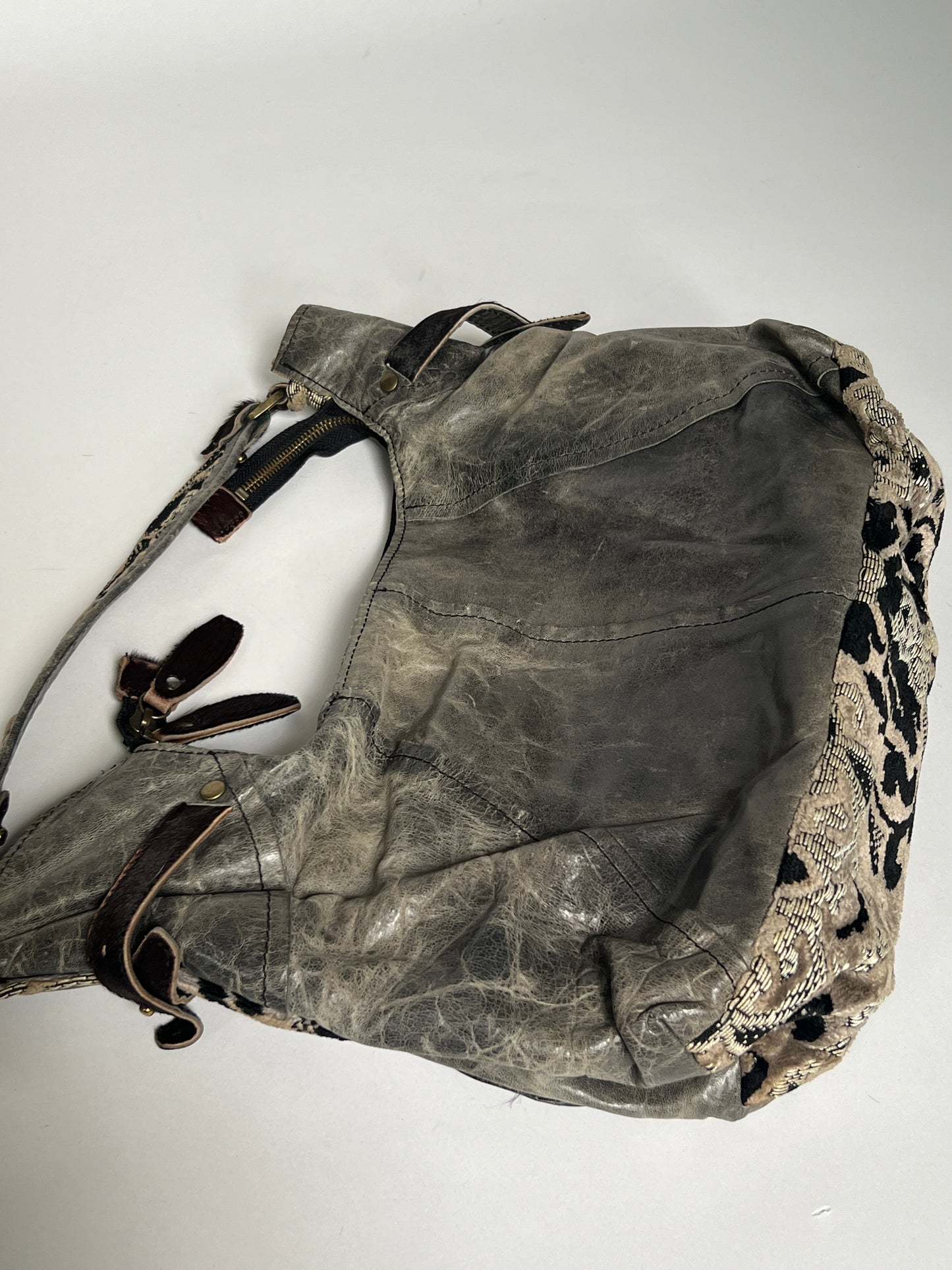 Grey Leather Y2K 2Way Bag