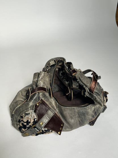 Grey Leather Y2K 2Way Bag