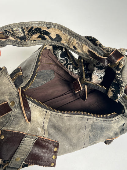 Grey Leather Y2K 2Way Bag