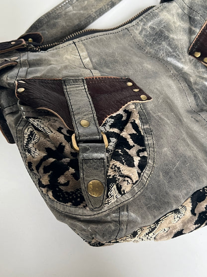 Grey Leather Y2K 2Way Bag