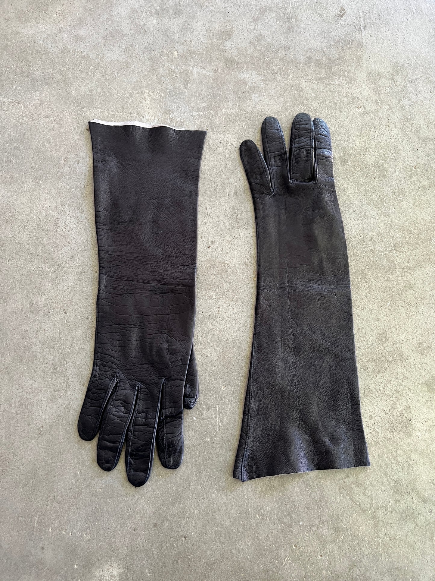 1940s Black Leather Opera Gloves — Made in Germany