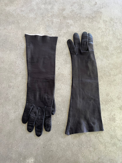 1940s Black Leather Opera Gloves — Made in Germany