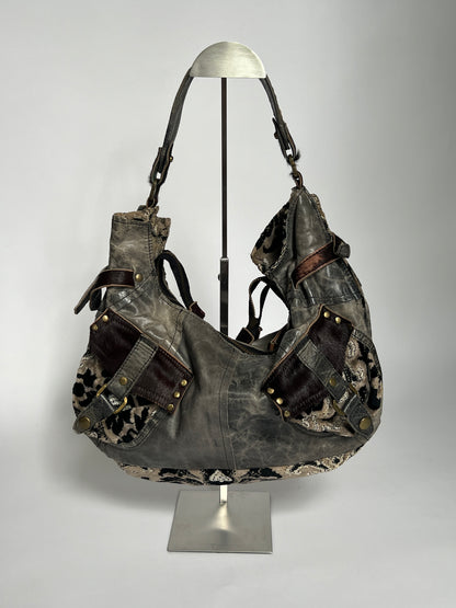 Grey Leather Y2K 2Way Bag