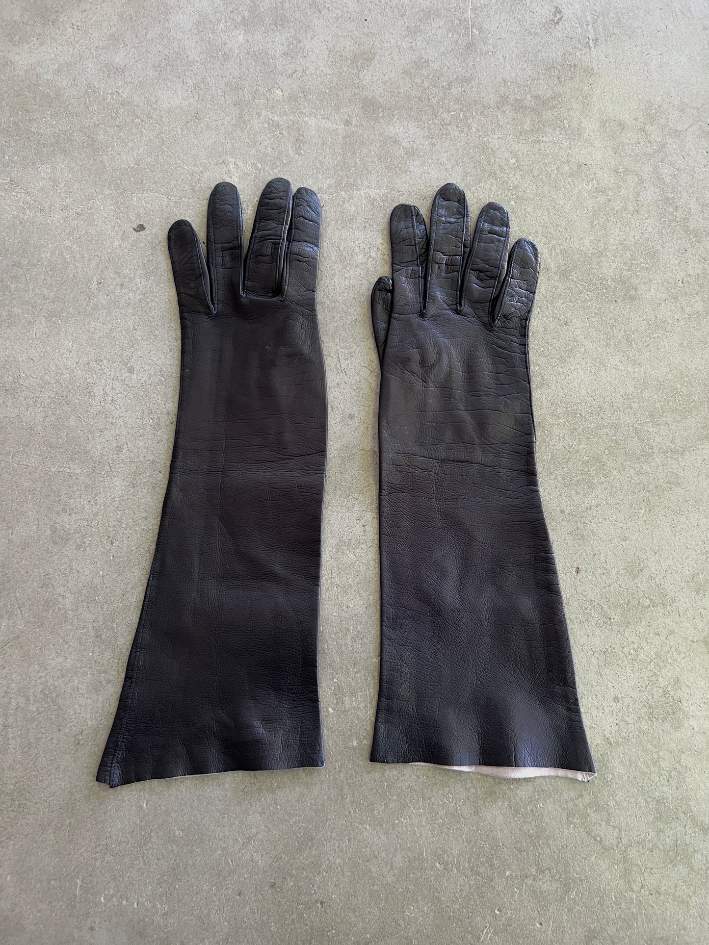 1940s Black Leather Opera Gloves — Made in Germany