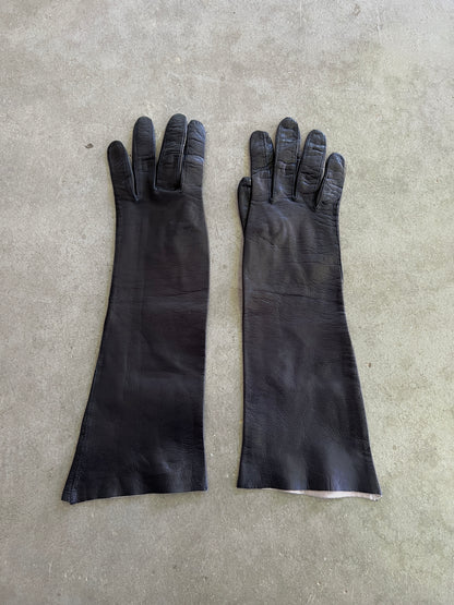 1940s Black Leather Opera Gloves — Made in Germany