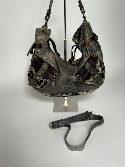 Grey Leather Y2K 2Way Bag