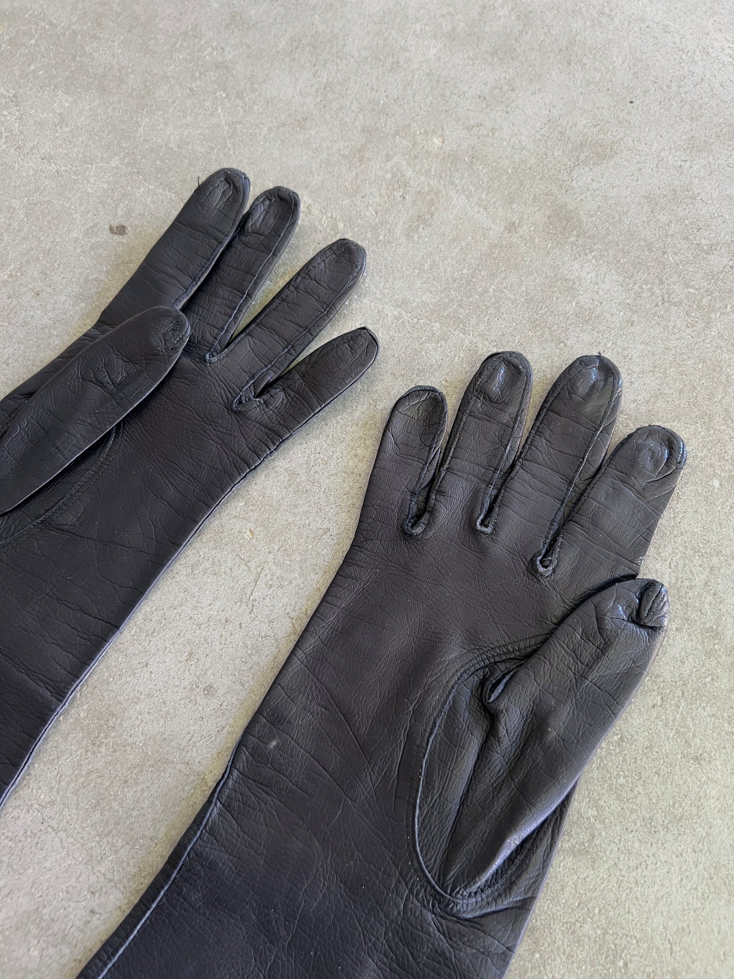 1940s Black Leather Opera Gloves — Made in Germany