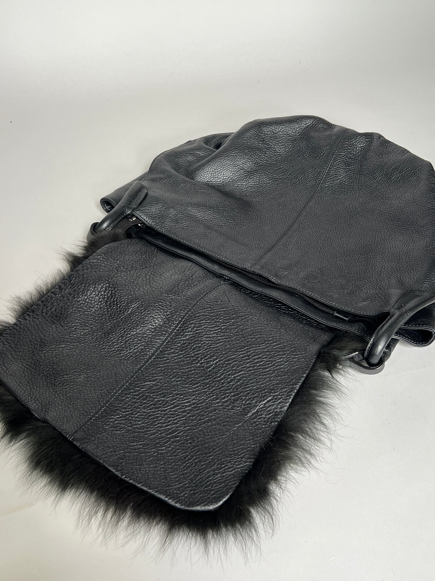 Fur Leather Hobo Bag