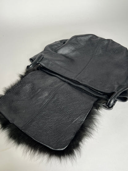 Fur Leather Hobo Bag