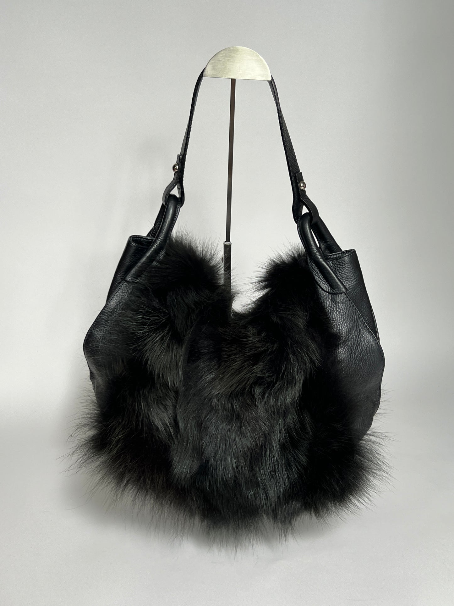 Fur Leather Hobo Bag