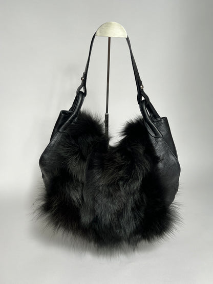Fur Leather Hobo Bag
