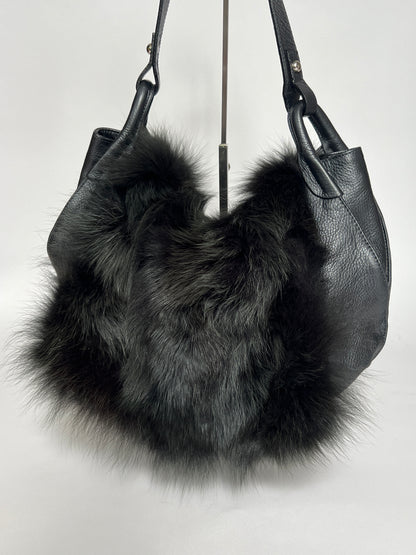 Fur Leather Hobo Bag