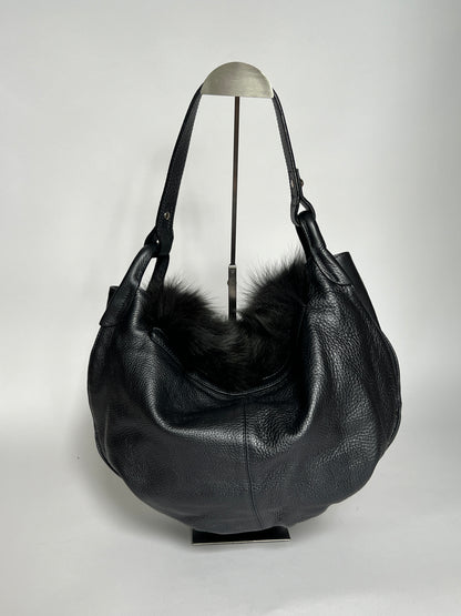 Fur Leather Hobo Bag