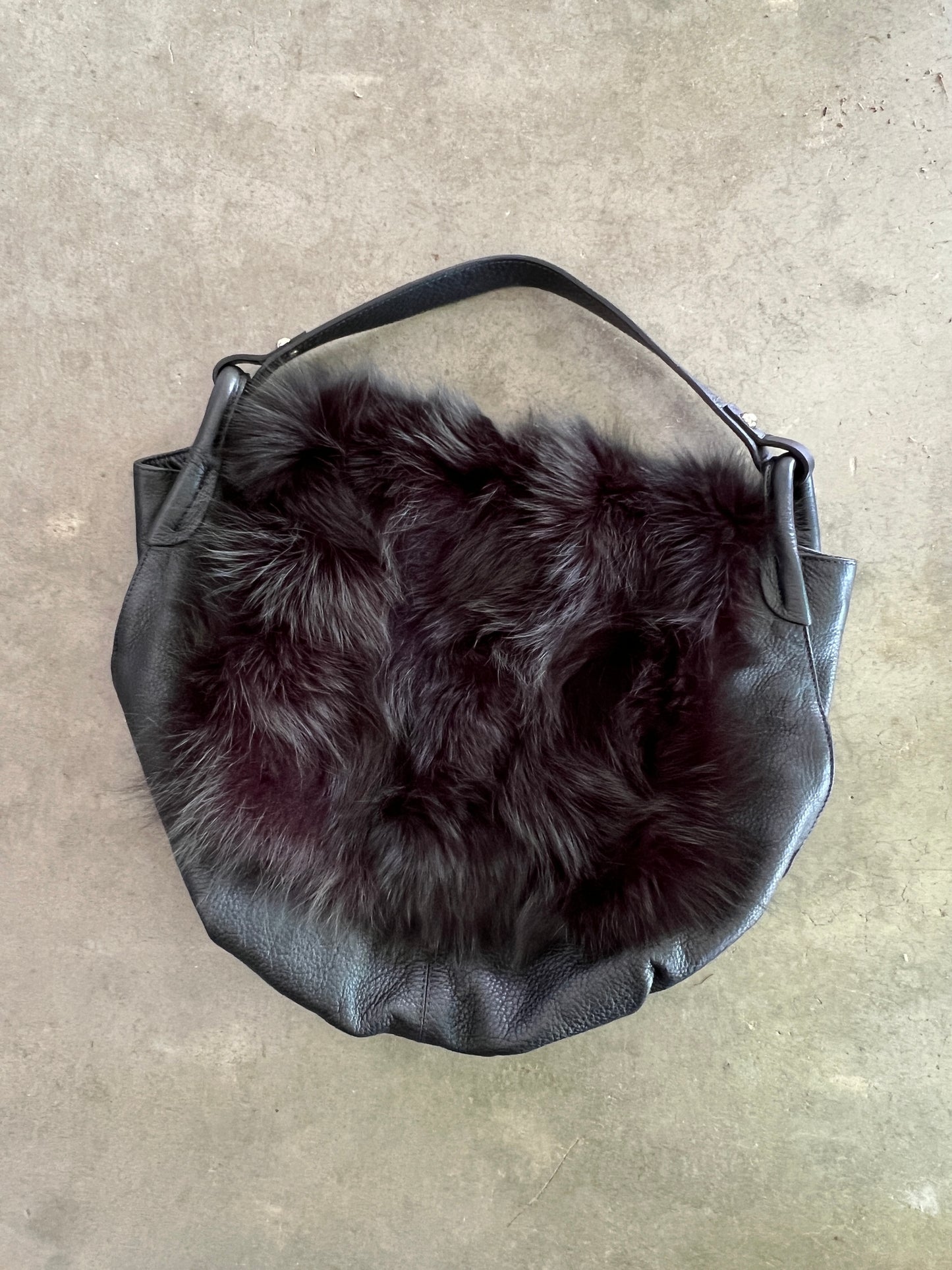 Fur Leather Hobo Bag