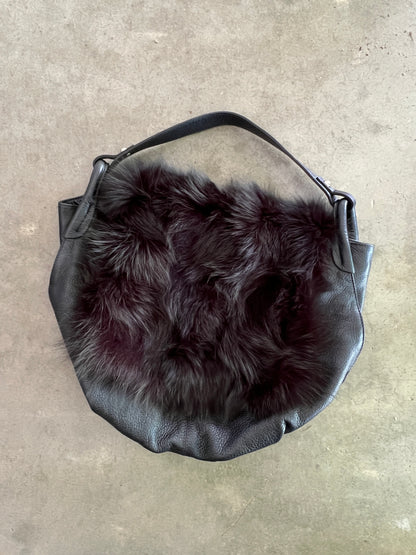 Fur Leather Hobo Bag