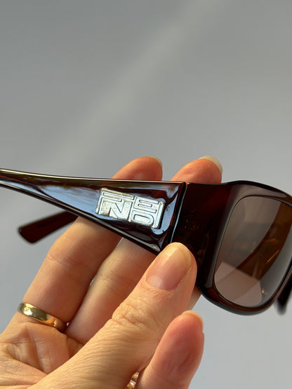 Fendi Brown Rectangular Sunglasses