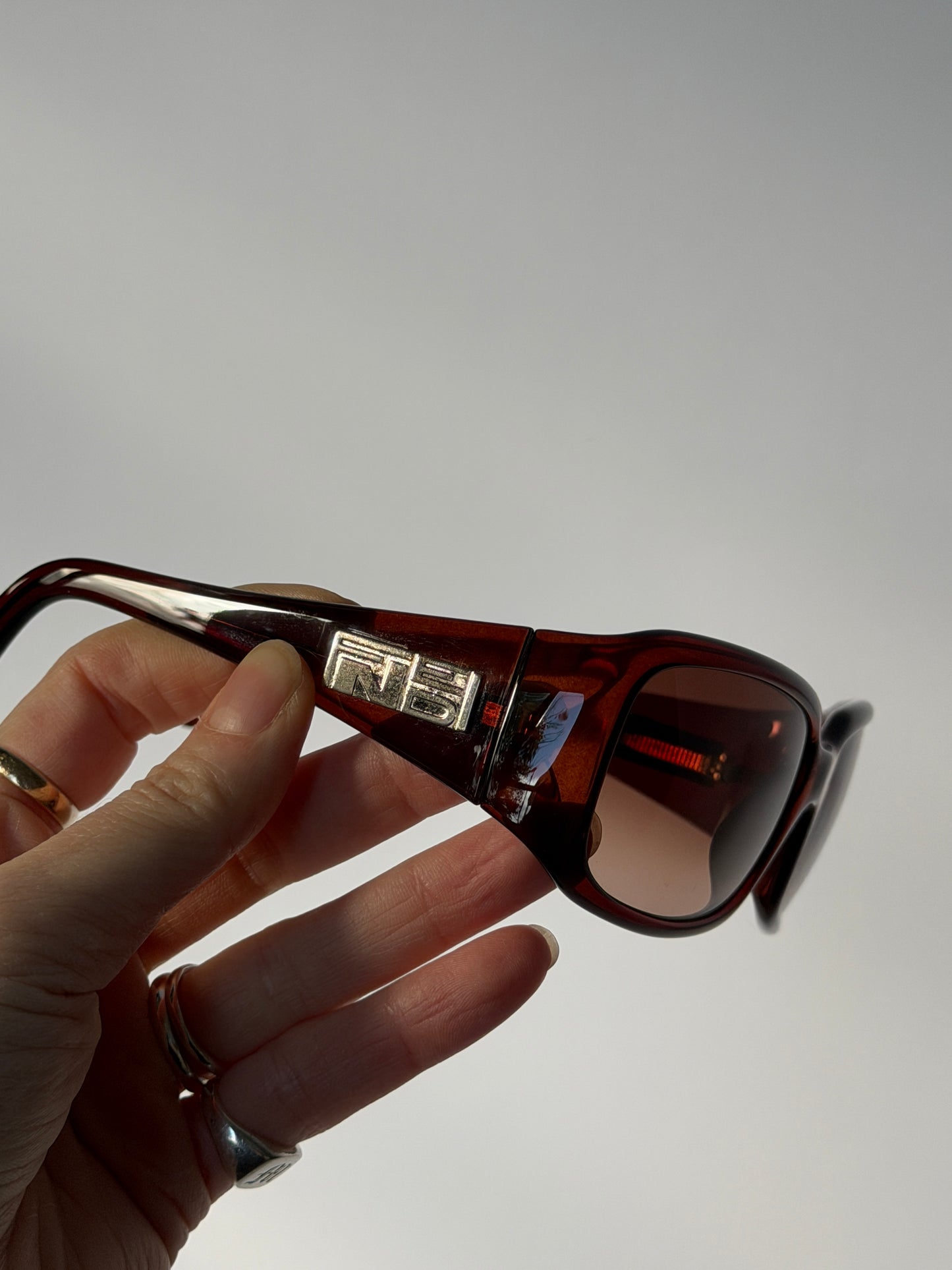 Fendi Brown Rectangular Sunglasses