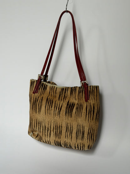 Rare Fendi Pony Hair Tiger Print & Red Leather Bag