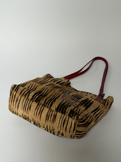 Rare Fendi Pony Hair Tiger Print & Red Leather Bag