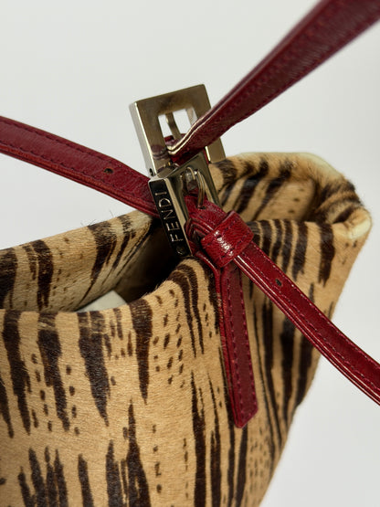 Rare Fendi Pony Hair Tiger Print & Red Leather Bag