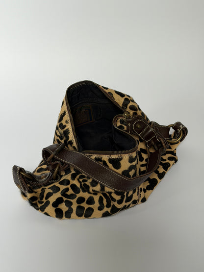 Pony Hair Leopard Print Shoulder Bag
